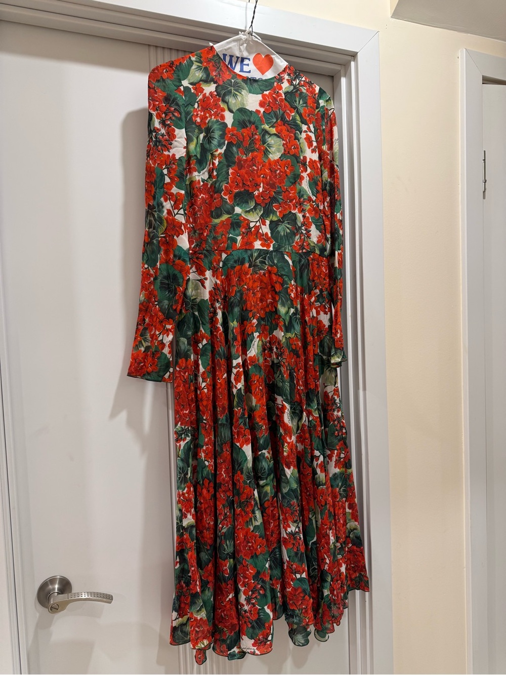 Dolce & Gabbana Red and Green Floral Maxi Dress
